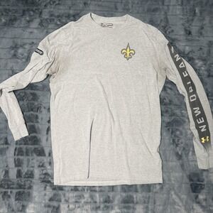 New Orleans Saints Shirt Mens Small Gray NFL Football Under Armour Long Sleeve